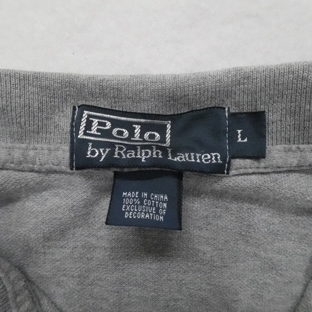 Polo Ralph Lauren Polo Shirt Mens Large Gray Pony Classic Casual Preppy Cotton